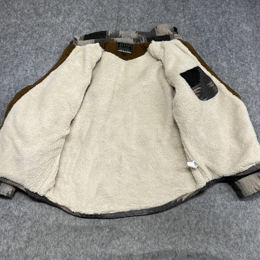 JACHS New York Jacket Mens XL Gray Sherpa Lined Southwestern Flannel Shacket - Picture 4 of 15